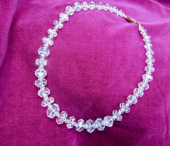 vintage crystal necklace of hand-faceted graduate… - image 2