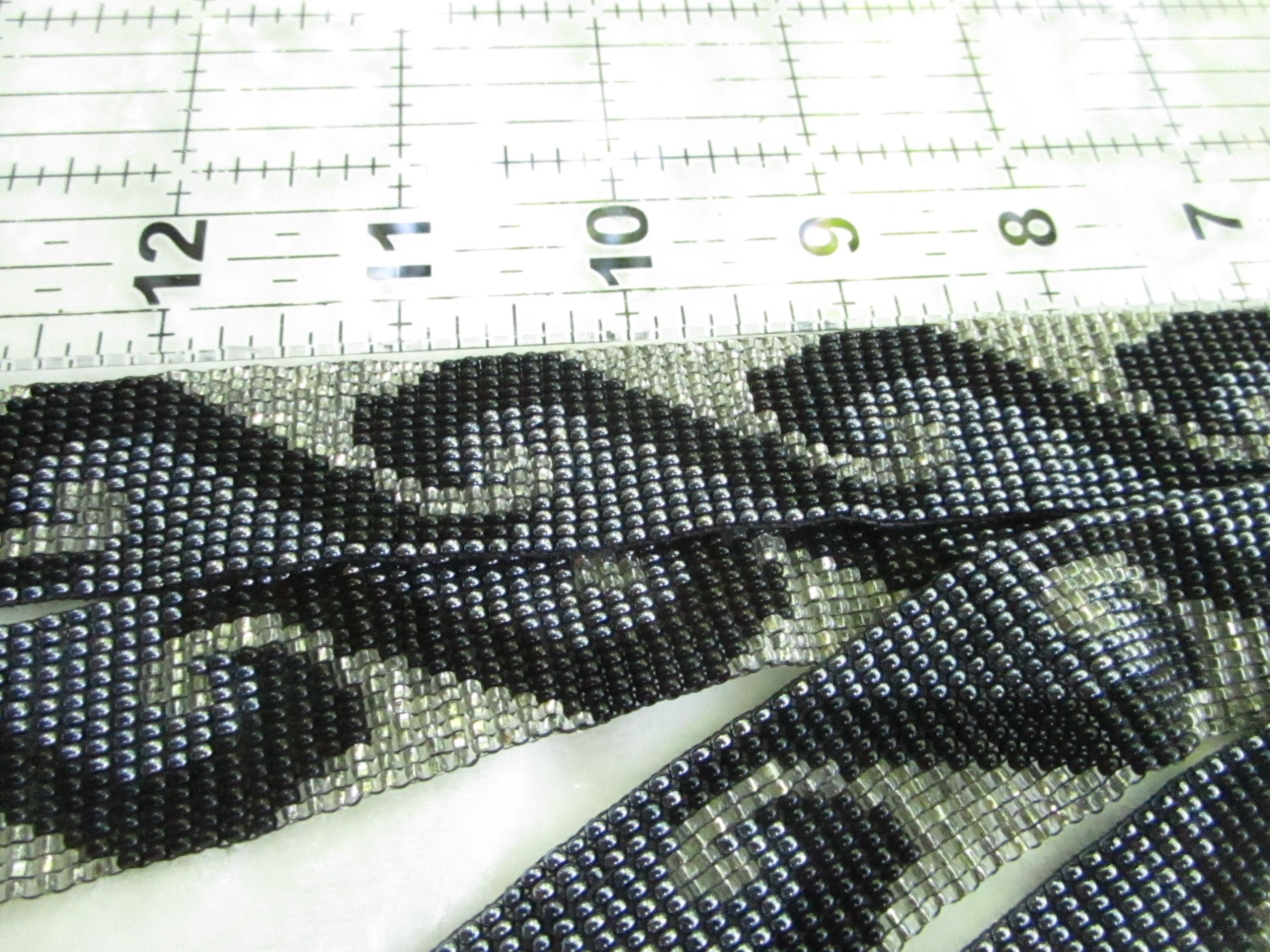 Vintage 56-inch Necklace or Belt, Beaded in Blue, White 