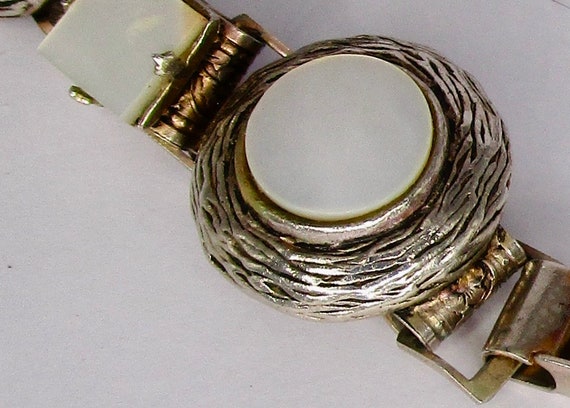 vintage mid-century mother of pearl and silver br… - image 8