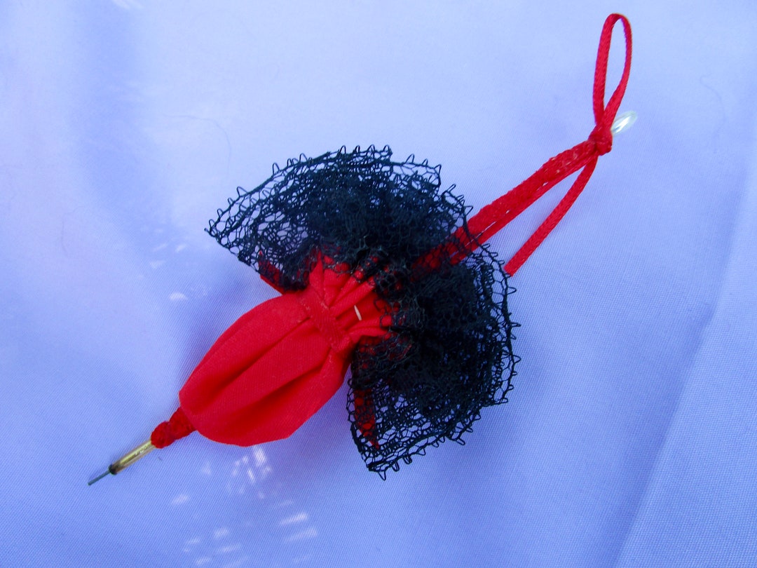 Frilly Red Dollhouse Parasol Black Lace Vintage 1980s or Etsy
