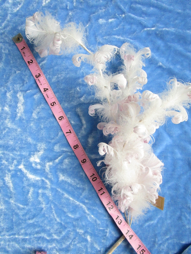 delicate lavender and white ethereal fluffy plume .. vintage millinery supply from Germany c 14 inches 3 branches 1940s or so ..