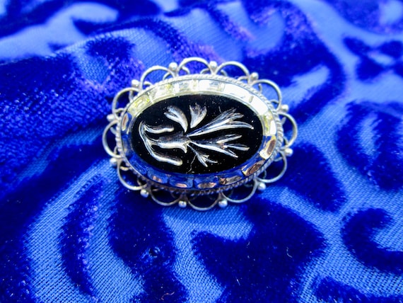 intriguing Hecho en Mexico pin, mourning brooch? … - image 2