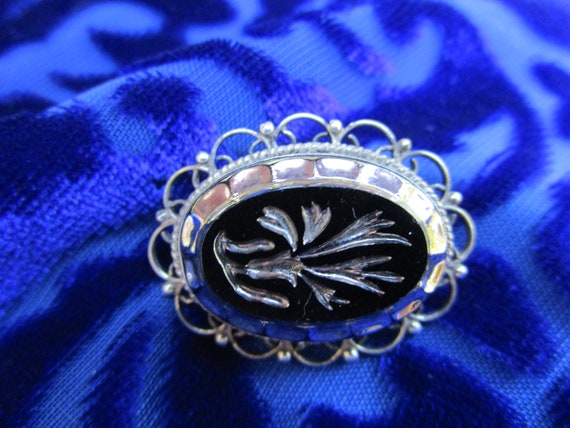 intriguing Hecho en Mexico pin, mourning brooch? … - image 5
