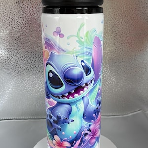 Stitch character style 850ml sports water bottle with screw top smart lid image 1