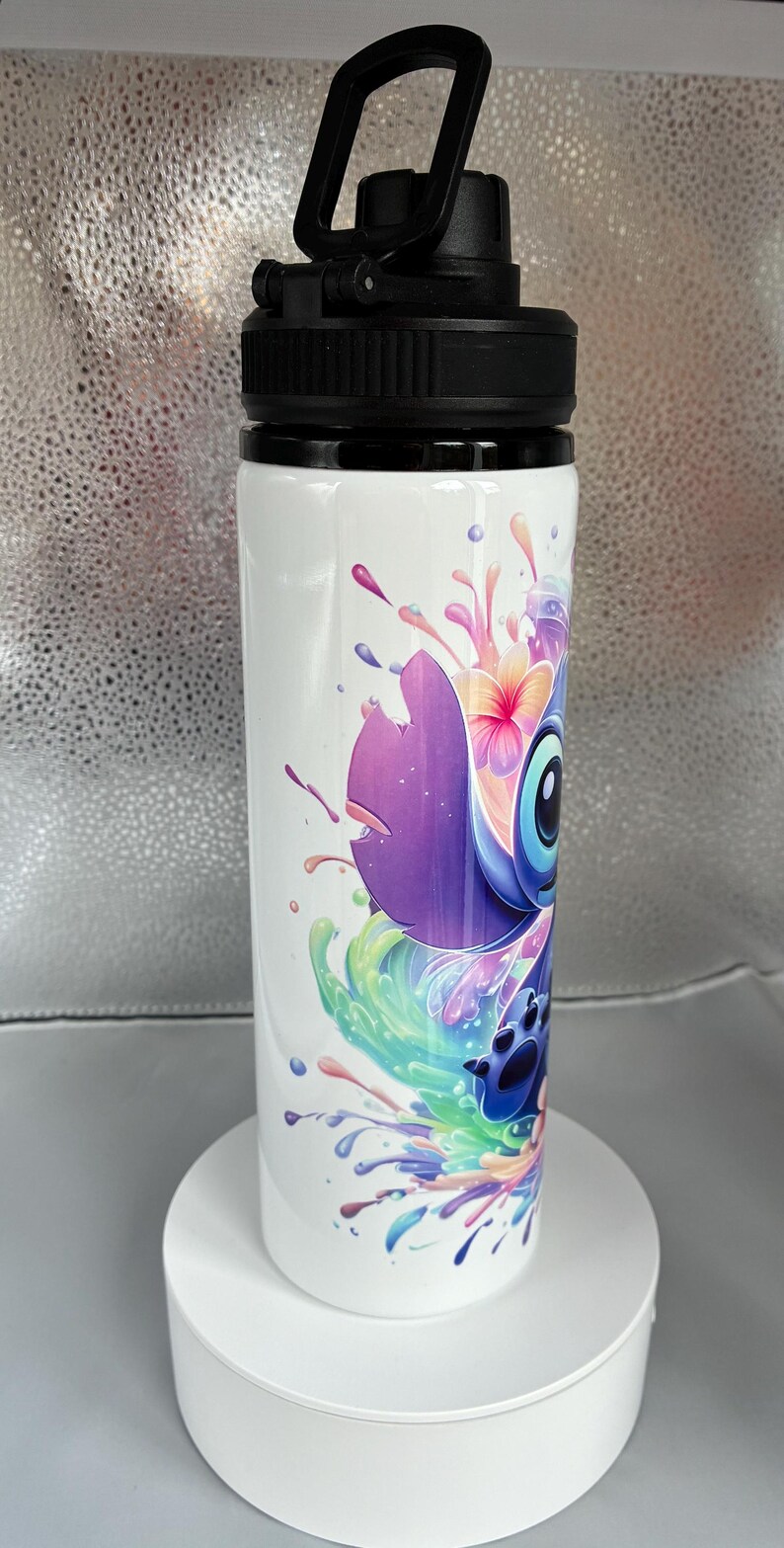 Stitch character style 850ml sports water bottle with screw top smart lid image 11