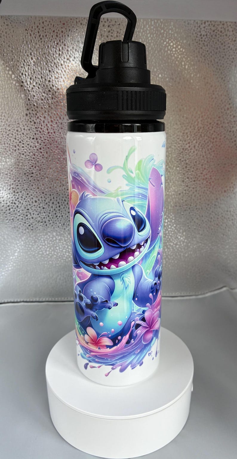 Stitch character style 850ml sports water bottle with screw top smart lid image 12