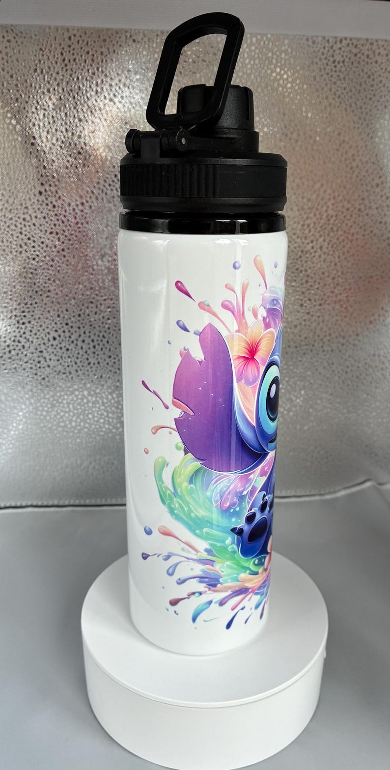 Stitch character style 850ml sports water bottle with screw top smart lid image 6