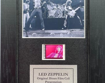 Led zeppelin original mini 35mm film cells set in quality wood frame + coa