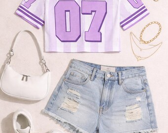 Personalized K-Pop Concert Crop Top Jersey | Purple Fan World Tour Outfit
