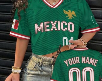 Personalized Mexico Crop Top Jersey | Custom Name Number Shirt | 2026 World Cup Jersey For Mexico Fan