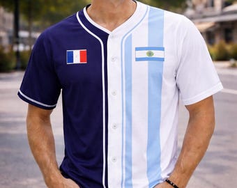 パーソナライズされたハーフ＆ハーフベースボールジャージ｜カスタムネーム＆ナンバージャージ｜2026年ワールドカップシャツ