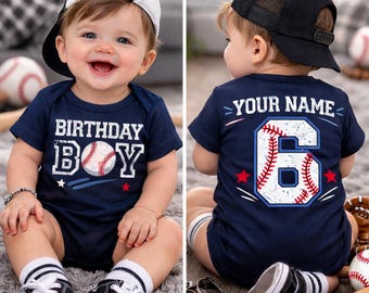Personalized Birthday Boy Baseball Bodysuit | Custom Name Number Baby Bodysuit