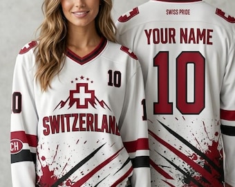 Switzerland Hockey Jersey Custom Name & Number, Swiss Pride Shirt, Couple Match Hockey Jersey, Personalized Sports Gift, Unisex Fan Apparel
