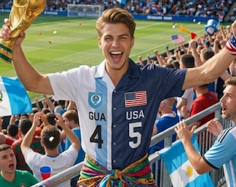 Personalized Guatemala USA Hawaiian Shirt | Custom Name Button Down Top | World Cup 2026 Shirt