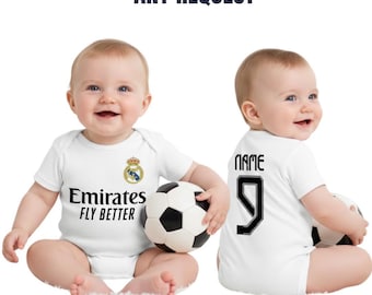 名入れベビーボディスーツ｜マドリディスタファン｜名前と背番号入りカスタムベビー服