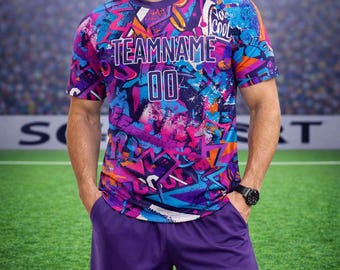 パーソナライズされたタイダイサッカージャージセット | カスタマイズされた名前と番号のチームユニフォーム、吸湿発散性