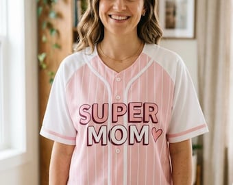 Personalized Mom Baseball Jersey | Super Mom Shirt Custom Name & Year | Mom Est Year Gift | Mother’s Day Gift for Mom | Custom Mama Jersey