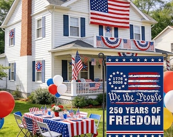 アメリカ建国250周年記念ガーデンフラッグ｜1776-2026 愛国的な屋外装飾、アメリカンヤードバナーフラッグデザイン