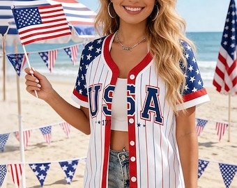 名入れアメリカ代表野球ジャージ｜独立記念日シャツ｜名前と背番号入りカスタムアメリカ代表シャツ｜独立記念日ジャージ