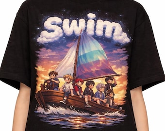 K-POPにインスパイアされた7人組オーシャンスイムツアーTシャツ、夢のようなセーリンググラフィック、K-POPファンへのギフト