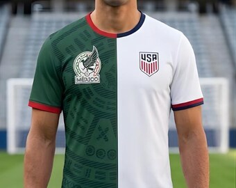 Custom Half Mexico Half USA Soccer Jersey | Mexican American Pride Jersey | United States and Mexico Jersey