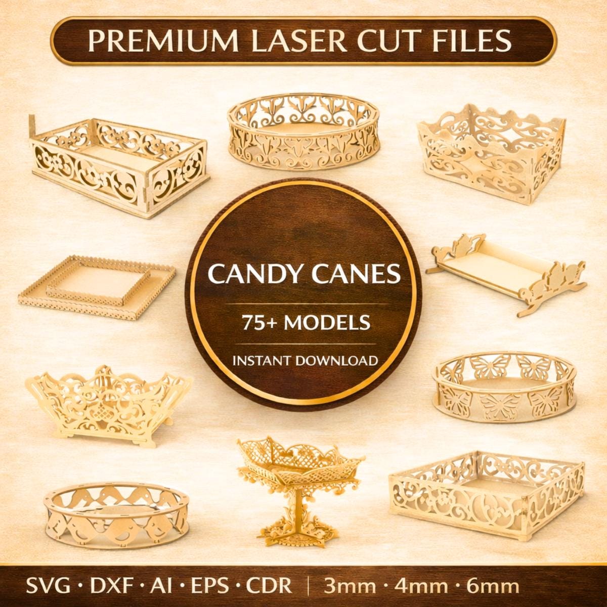 Candy Canes 75+ Laser Cut Files Bundle | Svg Dxf Files | CNC Wood Plans ...