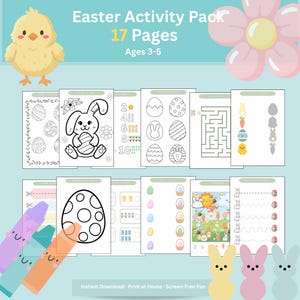 Easter Activity Pack Printable, Easter Activities for Kids, Toddler Easter Printable, Preschool Easter Worksheets, Easter Busy Book,Ages 3-5