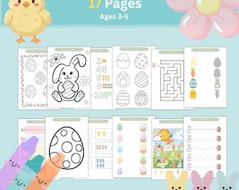 Osteraktivitätspaket zum ausdrucken, Osteraktivitäten für Kinder, Osterarbeitsblätter für Kleinkinder, Osterarbeitsblätter für Vorschulkinder, Osterarbeitsblätter für Kinder von 3 bis 5 Jahren