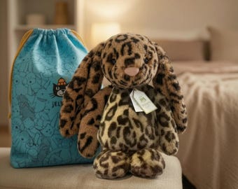 Jellycat Cobblehop Leopard Bunny Plush, Soft handmade Rabbit Stuffed Animal, Leopard Print Toy 31cm