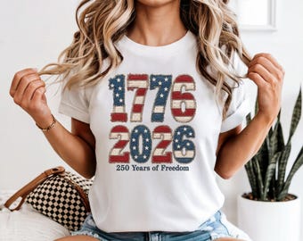 Camiseta USA 250, Camiseta patriótica 1776-2026, Camiseta Comfort Colors a juego, Camiseta gráfica vintage, Camiseta estadounidense del 4 de julio