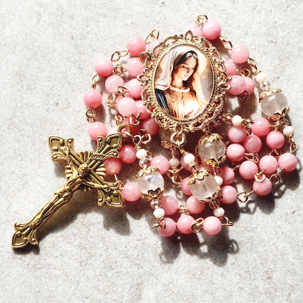 Mother Mary Handmade Rosary, Baptism Gift, First Communion Rosary