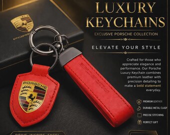 Porsche Crest Keyring Key Chain Leather A Statement of Style & Elegance