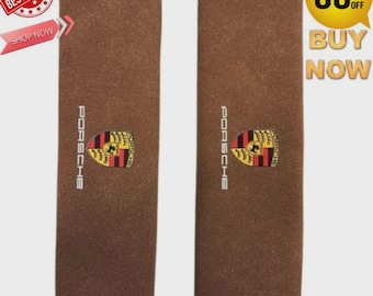 Brown Suede Car Seat Belt Shoulder Pads, Comfort Covers, Pair