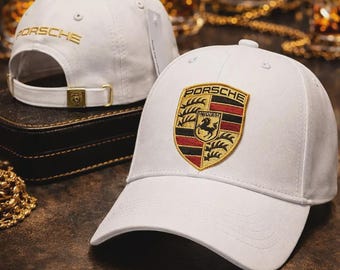 White Cap Porsche Adjustable Unisex Baseball Cap/Hat