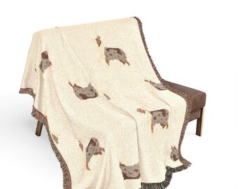 Personalized Dog Australian Shepherd Woven Blanket | 100% Cotton, Woven