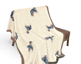 Personalized Dog Australian Shepherd Woven Blanket | 100% Cotton, Woven