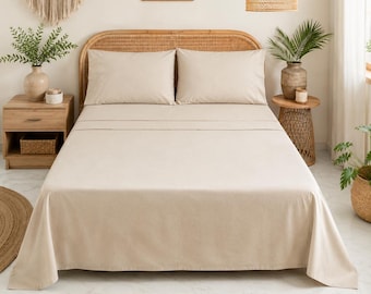 Beige Cotton Sheet Set: Soft, Breathable Bedding Linen Style