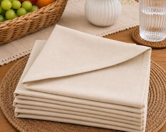 Cotton Cloth Napkin, Natural Reusable Table Linen in 7 Sizes