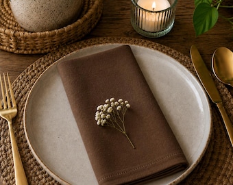 Servilletas de algodón marrón chocolate para cena, mantelería de tela reutilizable, decoración para bodas de estilo rústico.