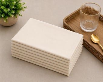 Servilletas de algodón color marfil, mantelería lisa reutilizable para la mesa.