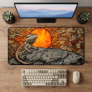 Bearded Dragon Lizard Desk Mat | Sunstone Mosaic Reptile Mouse Pad