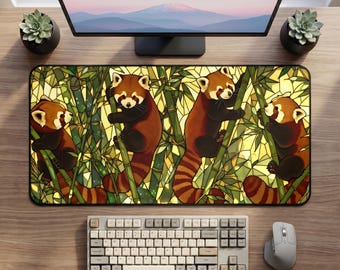 Bureaumat met bamboepatroon rode panda | Muismat met schattige dieren