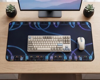 イーサネットケーブルデスクマット、ネットワークエンジニアマウスパッド、サーバーラック技術者キーボードマット、ITプロフェッショナルデスク装飾