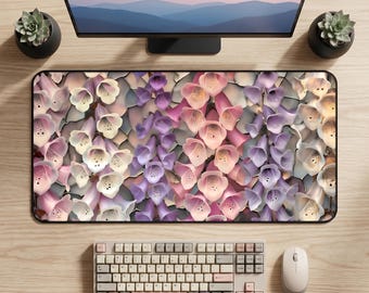 Pastelkleurige vingerhoedskruid bloemen bureauonderlegger | Botanische muismat