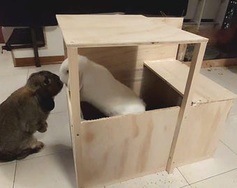 Boîte à fouiller pour lapins nains et béliers miniatures – Coffret de jeu en bois avec plateau amovible. Boîte à fouiller en bois pour lapins