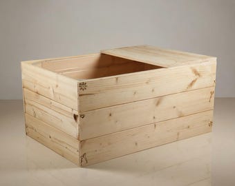 Buddelkiste für Zwergkaninchen und Mini-Lop-Kaninchen – Spielkiste aus Holz mit herausnehmbarer Schale. Buddelkiste aus Holz für Kaninchen.