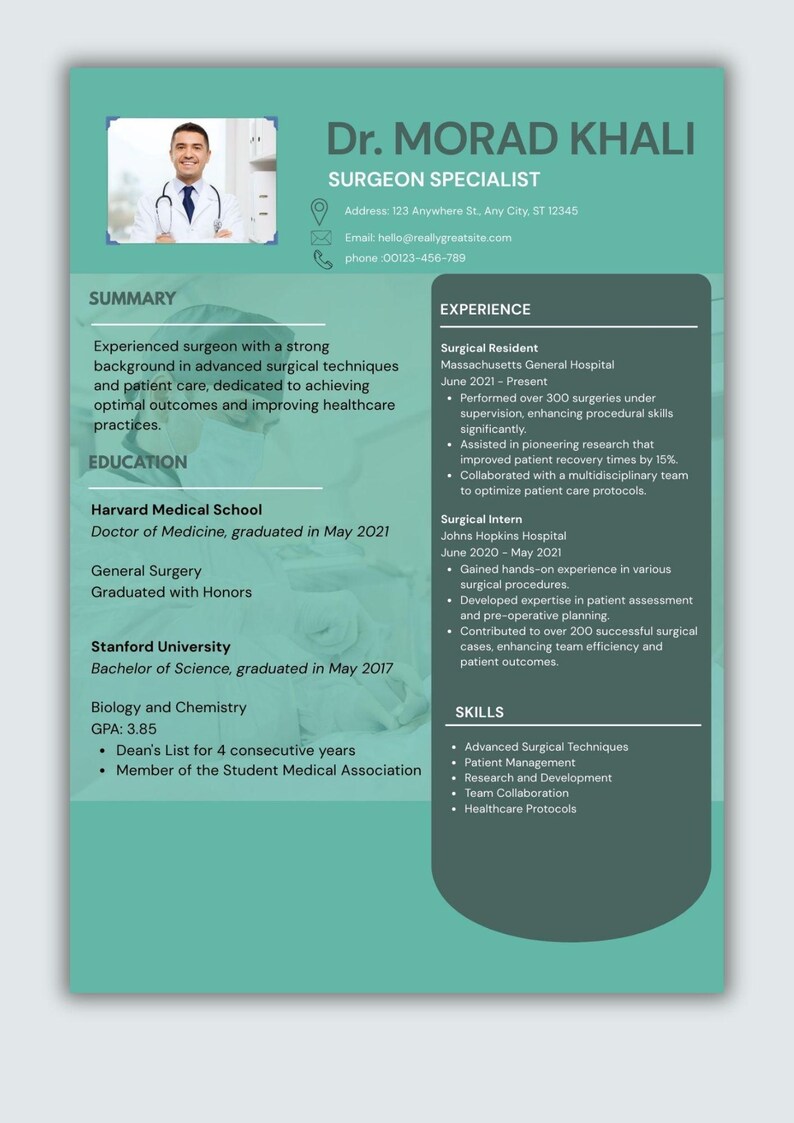 Medical CV Template For Doctors Nurses Professional Healthcare Medical CV Template For Doctors Nurses Professional Healthcare