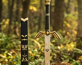 Custom Hand Forged Stainless Steel LEGEND of ZELDA Full Tang Skyward Link's Master Sword With Scabbard, Medieval Display Sword
