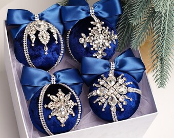 Navy Blue Christmas Ornaments | Etsy