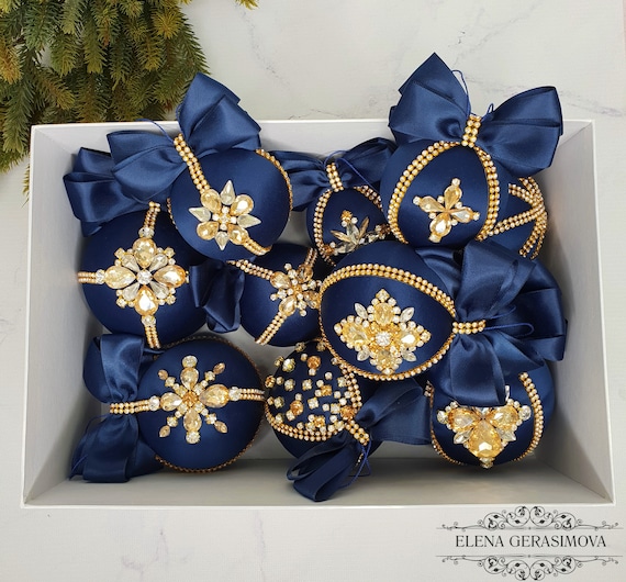 Navy Blue Christmas Ornaments | Etsy